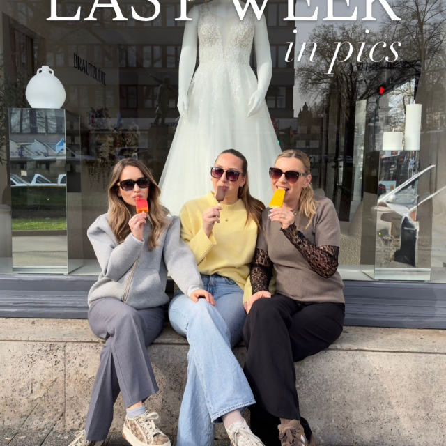 Was für eine Woche voller Sonne und toller Bräute ☀️ 

1. Unsere Mädels in Krefeld haben sich in ihrer Pause ein Eis gegönnt 🍦
2. Laura hat mal wieder ein paar unserer Lieblingskleider für euch anprobiert 🤍
3. Unsere Braut nach ihrer Beratung - glücklich & zufrieden 🫶🏼 mit ihrem Traumkleid in der Hand ✨
4. Lina versorgt auch alle Begleitpersonen mit Drinks ✨
5. Von diesem Traumkleid seht ihr schon bald mehr 🤫
6. Laura aus Düsseldorf in einem neuen, figurbetonten Kleid - lieben wir!!! 🤍
7. Und unsere Mädels haben Spaß bei der Arbeit. Genau so soll es sein 🫶🏼 Tanztest bestanden!
8. Jenna zusammen mit unseren Store-Managerinnen 🧡
9. Sie haben sich die neuen Kollektionen von @thebridalcollectiveco angeschaut 🤍
10. Dafür waren sie in Amsterdam ☀️
11. Würdet ihr dieses Kleid anprobieren? 
12. Oder dieses? 🫢
13. Auch ein Luftballon kann mal pure Freude auslösen 😄🫶🏼 #partytime 

BRAUTBLÜTE
RECAP
BRAUTKLEIDER